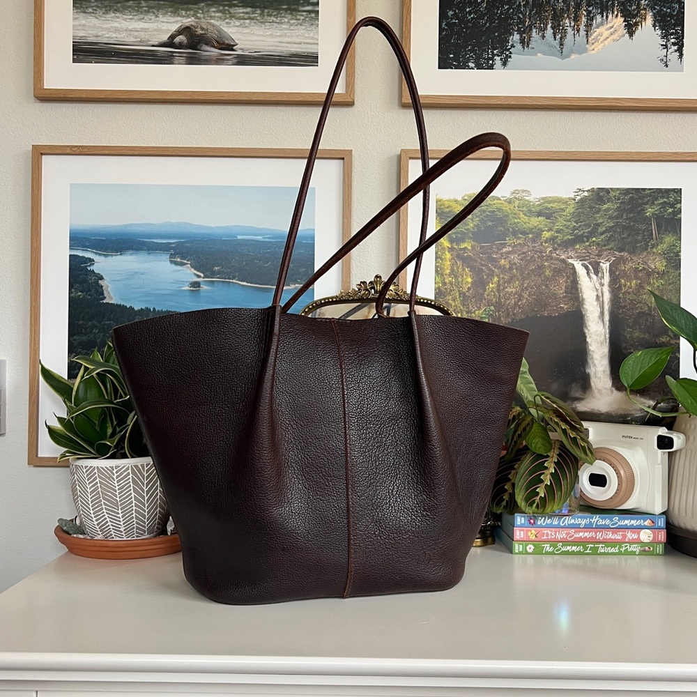 Portland Leather Devan Bucket Tote Coldbrew Oversized Bag